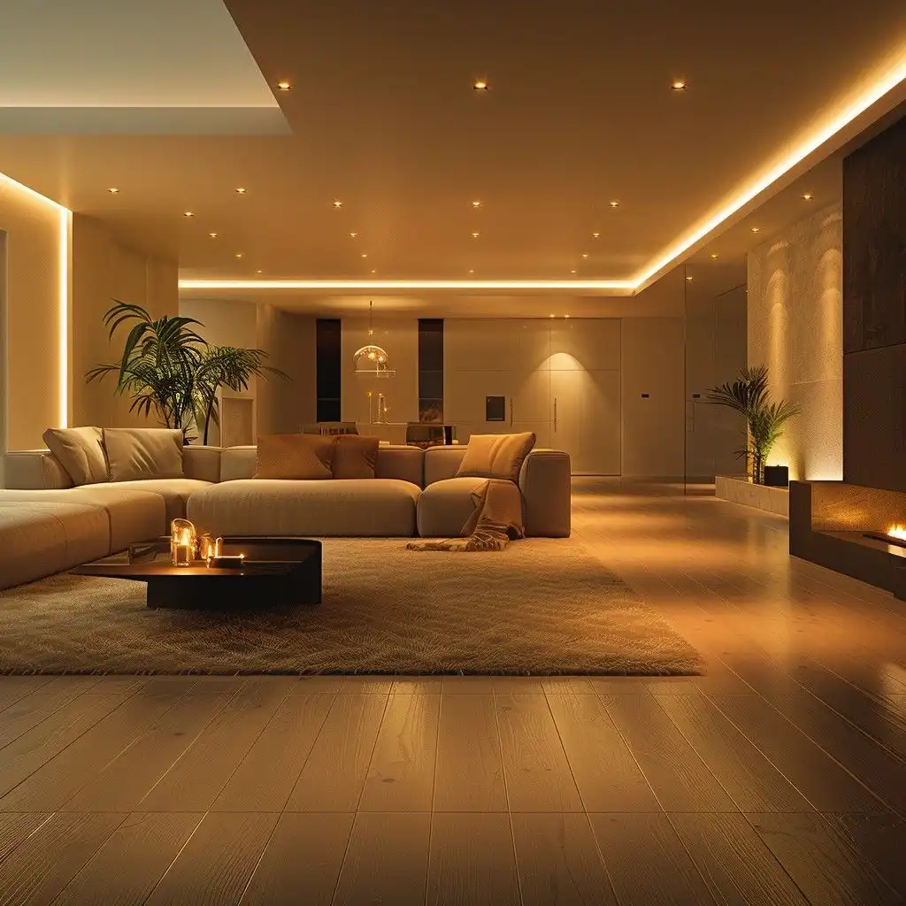 modern living room at night